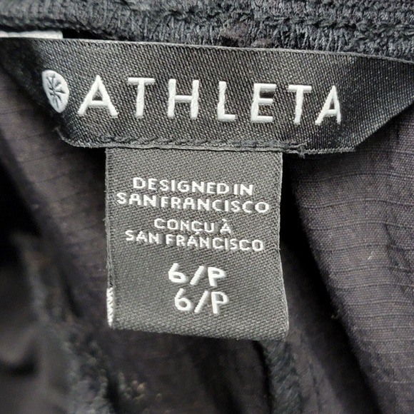 Athleta Trekkie Straight Crop Black Pants Sz 6 Pockets Drawstring Waist Nylon - Picture 2 of 12